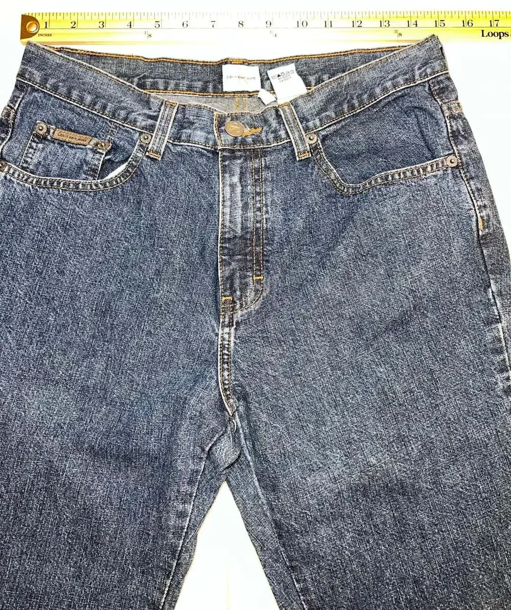 Vintage Calvin Klein Bootcut Jeans Size 8x30 Doublestone Wash Blue Denim #5 - Picture 6 of 9